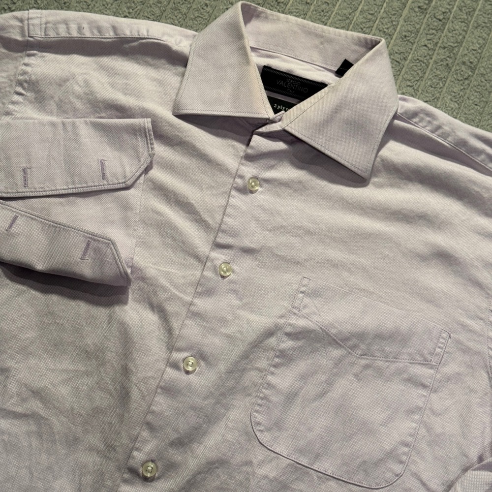Sergio Valentino Dress Shirt Mens M Pink 2 Ply Cotton French Cuff Italy Preppy